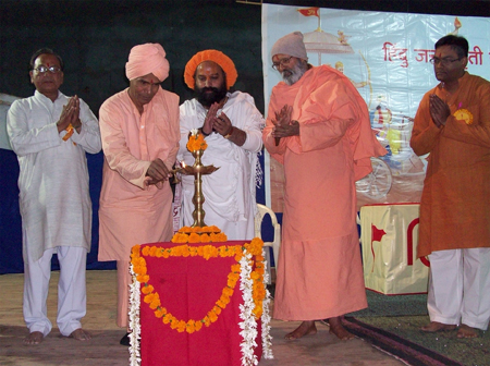 Inauguration of Hindu Dharmajagruti Sabha by lighting a Samai (an oil lamp) Inauguration of Hindu Dharmajagruti Sabha by lighting a Samai (an oil lamp)