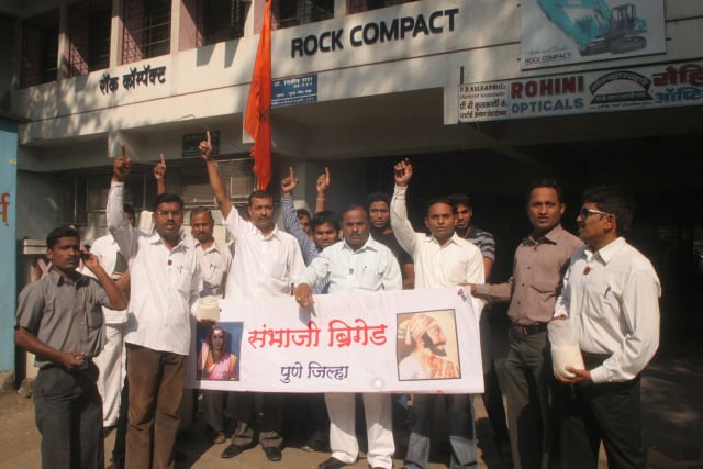 Anti-Hindu Sambhaji Brigade activists were celebrating removal of the statue