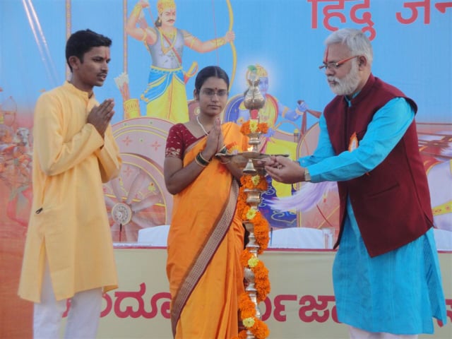 Inauguration of Hindu Dharmajagruti Sabha by lighting a Samai (an oil lamp) Inauguration of Hindu Dharmajagruti Sabha by lighting a Samai (an oil lamp)