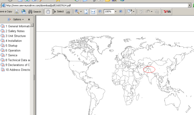 Product brochure showing distorted Indian Map - Kashmir not fully shown in India
