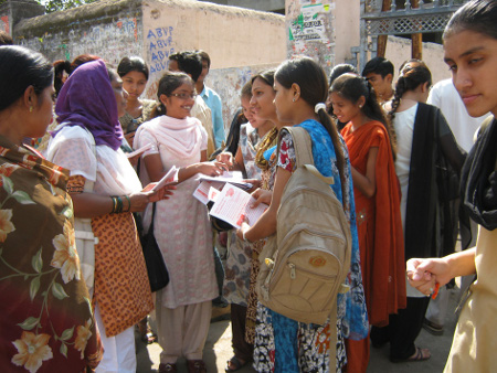 HJS members creating awareness in College students about Valentine's Day