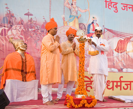 Inauguration of Hindu Dharmajagruti Sabha by lighting a Samai (an oil lamp) Inauguration of Hindu Dharmajagruti Sabha by lighting a Samai (an oil lamp)