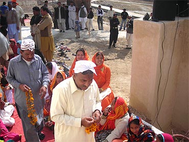 Hindu devotees at a temple in Pakistan