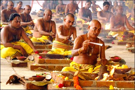 Priests performing Vedic rituals