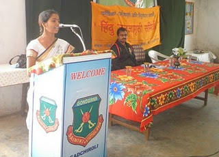 Mrs. Vazade of HJS addressing the students