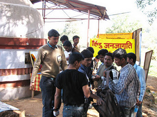 Volunteers checking the belongings of the youth visiting Rajgad