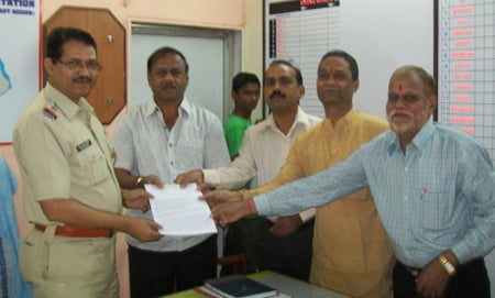 A representation was submitted to senior police inspector, Mr. Suresh Nirmal by HJS members