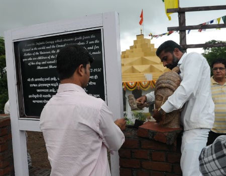 Shivaji Maharaj statue being removed