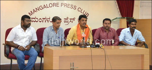 Kumar Malemar, state vice president, Sri Rama Sena addressing a press meet