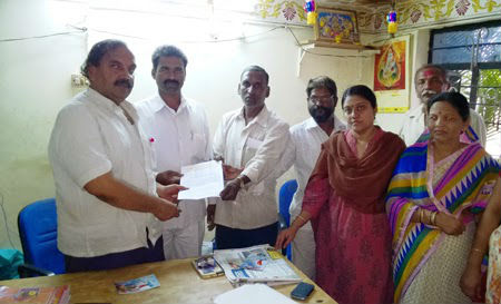 Hindu activists submitting representation to theatre owner