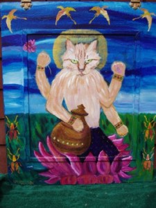Depiction of Hindu God Shri Brahma as cat!