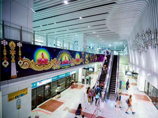 Decorations at the Little India station (Photo courtesy: Facebook page of Singapore's Land Transport Authority) 
