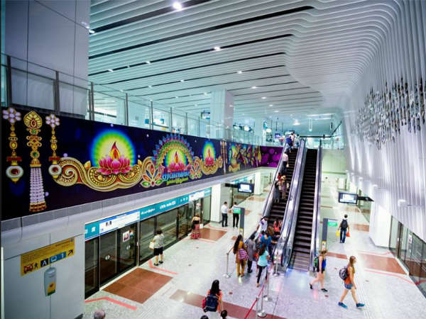 Decorations at the Little India station (Photo courtesy: Facebook page of Singapore's Land Transport Authority)