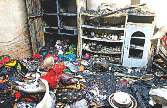 The gutted home of a Hindu family in Bochaganj of Dinajpur. Photo: Star