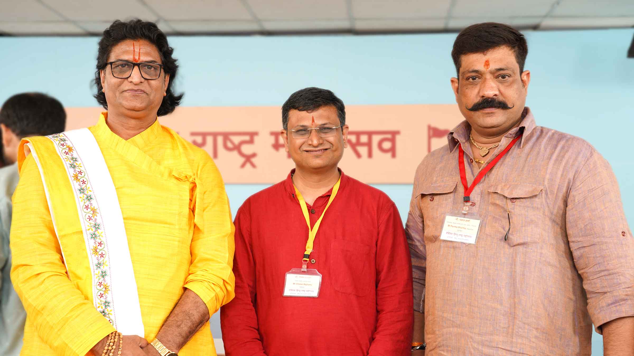 Mr Chetan Rajhans (National Spokesperson of Sanatan Sanstha) (in the middle) with Mr Pankaj Sharma (District President, Sanyukta Bharatiya Dharma Sansad, Jaipur, Rajasthan) (On his left)