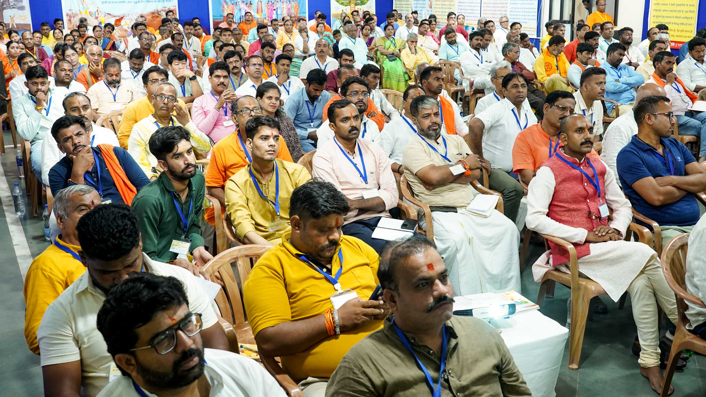 Devout Hindus listening intently to the Speakers in the 'Vaishvik Hindu Rashtra Mahotsav'