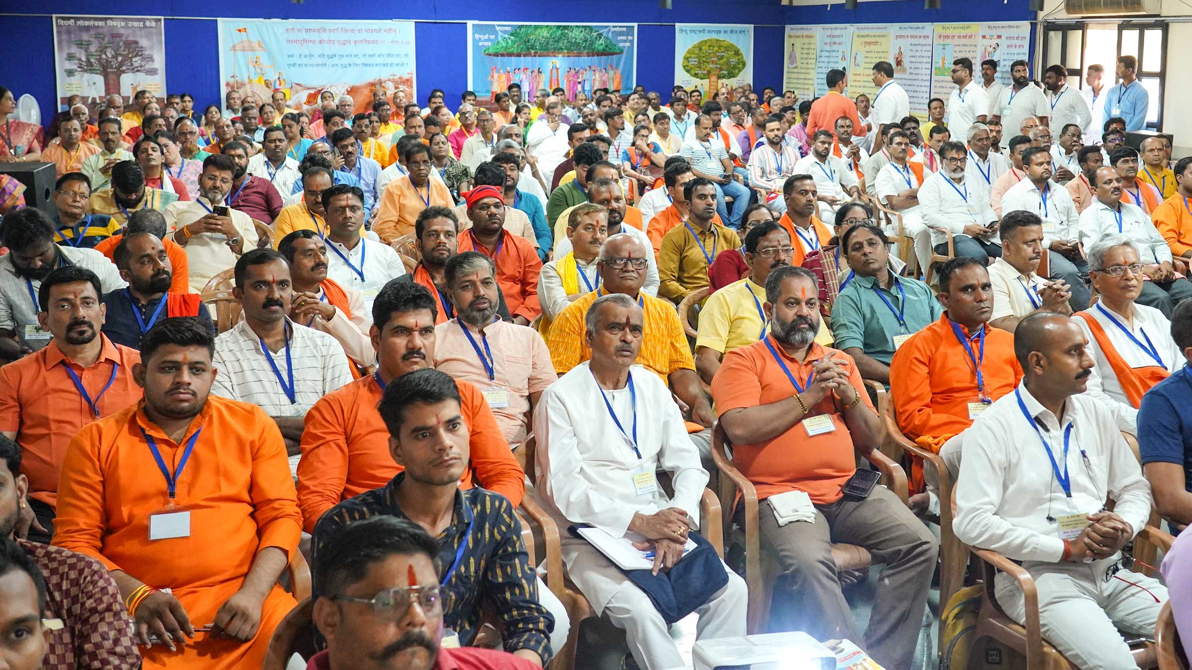 Devout Hindus listening intently to the Speakers in the 'Vaishvik Hindu Rashtra Mahotsav'